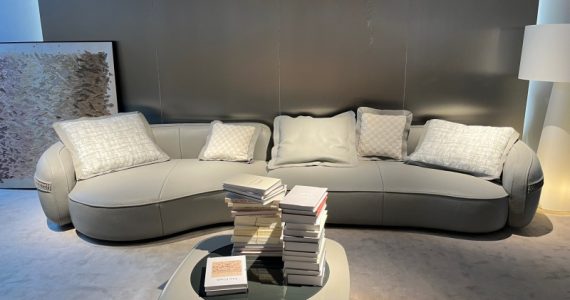 light grey curved leather sectional sofa