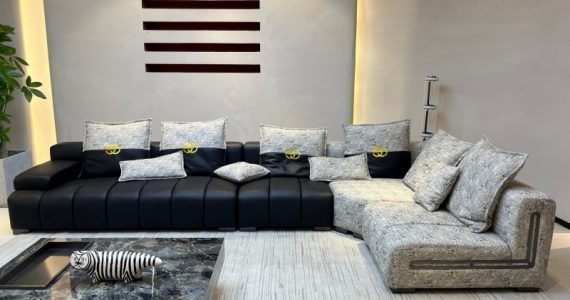 Adjustable Headrest Fabric Corner Sofa | Ergonomic Design for Premium Living Projects